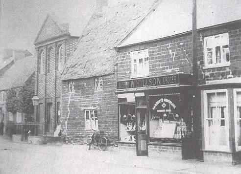 Duston Chapel and village shop in 1913.